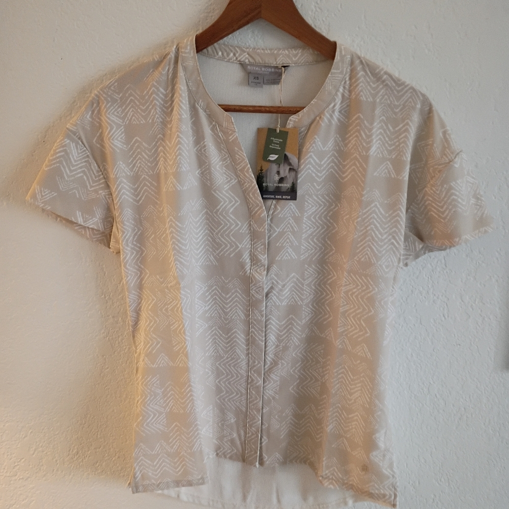 Royal Robbins Women's Cream Patterned Top